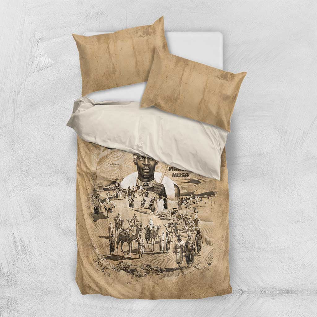 Mansa Musa Bedding Set Sepia Map Historic Pilgrimage Empire Expedition 1324 African Royalty Legacy - Wonder Print Shop