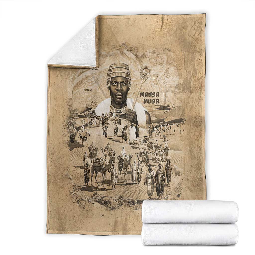 Mansa Musa Blanket Sepia Map Historic Pilgrimage Empire Expedition 1324 African Royalty Legacy - Wonder Print Shop