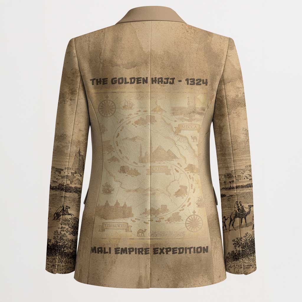 Mansa Musa Blazer Sepia Map Historic Pilgrimage Empire Expedition 1324 African Royalty Legacy - Wonder Print Shop