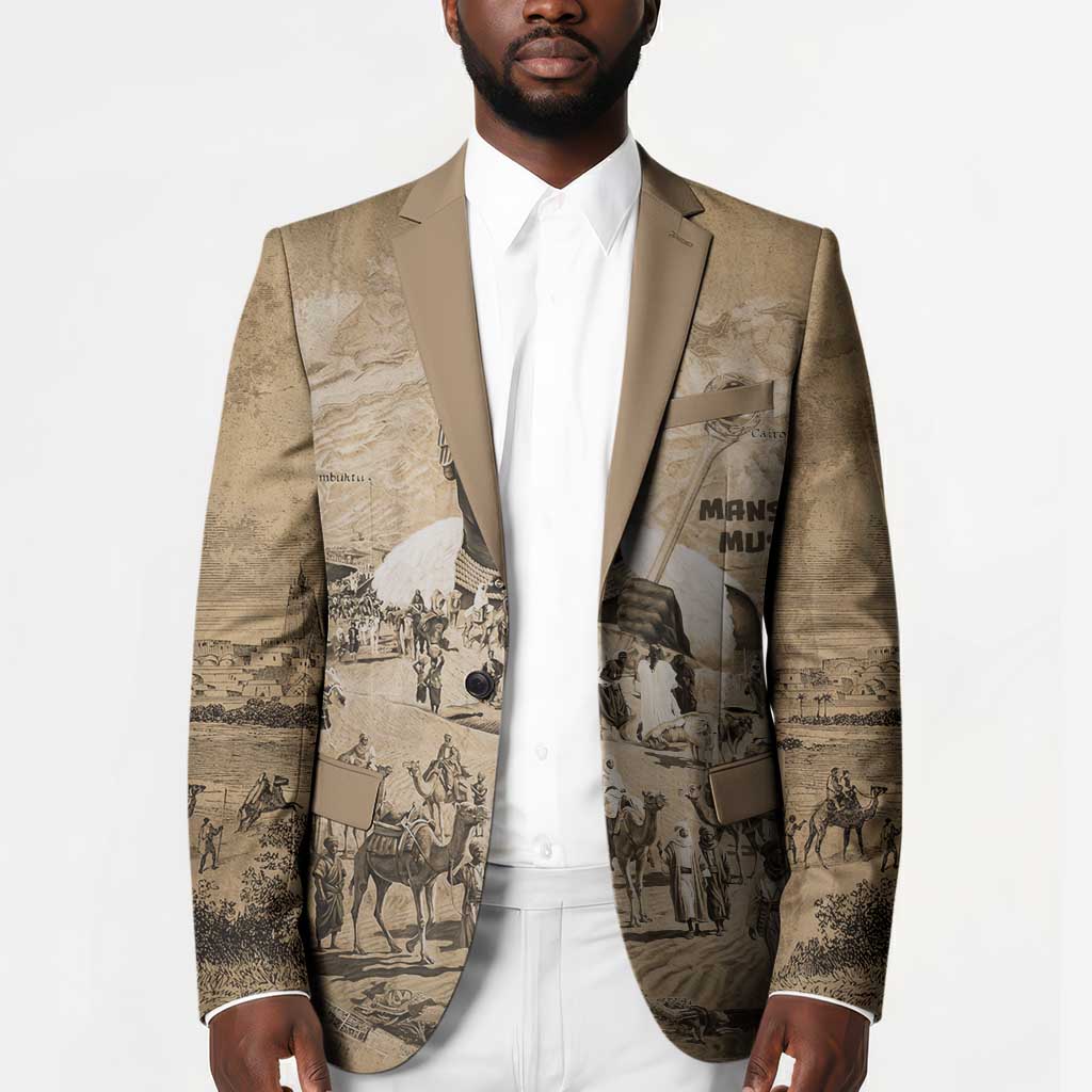 Mansa Musa Blazer Sepia Map Historic Pilgrimage Empire Expedition 1324 African Royalty Legacy - Wonder Print Shop