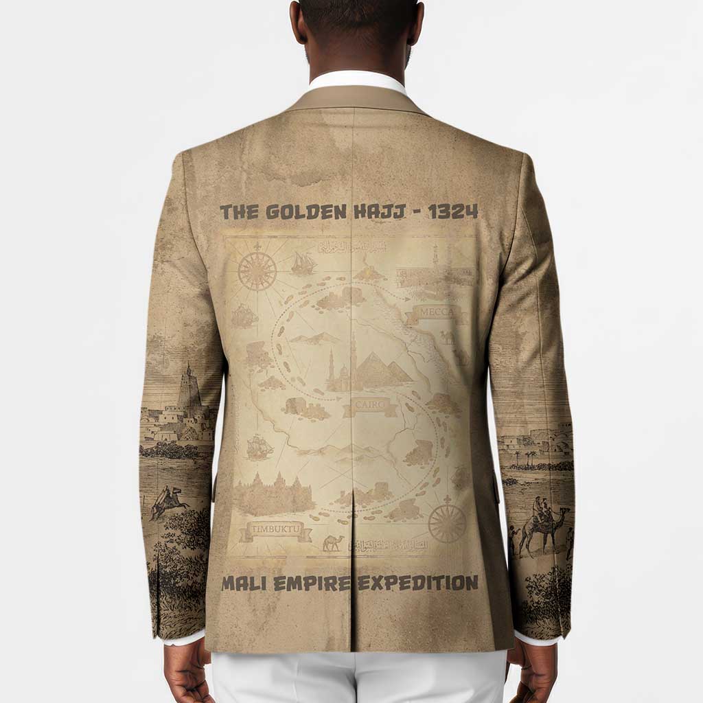 Mansa Musa Blazer Sepia Map Historic Pilgrimage Empire Expedition 1324 African Royalty Legacy - Wonder Print Shop