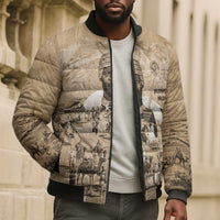 Mansa Musa Bomber Puffer Jacket Sepia Map Historic Pilgrimage Empire Expedition 1324 African Royalty Legacy - Wonder Print Shop