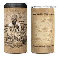 Mansa Musa 4 in 1 Can Cooler Tumbler Sepia Map Historic Pilgrimage Empire Expedition 1324 African Royalty Legacy - Wonder Print Shop