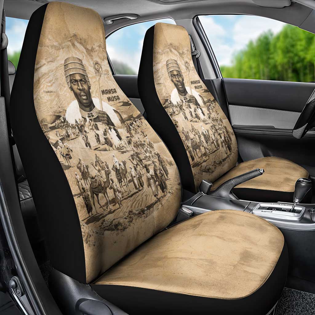 Mansa Musa Car Seat Cover Sepia Map Historic Pilgrimage Empire Expedition 1324 African Royalty Legacy - Wonder Print Shop