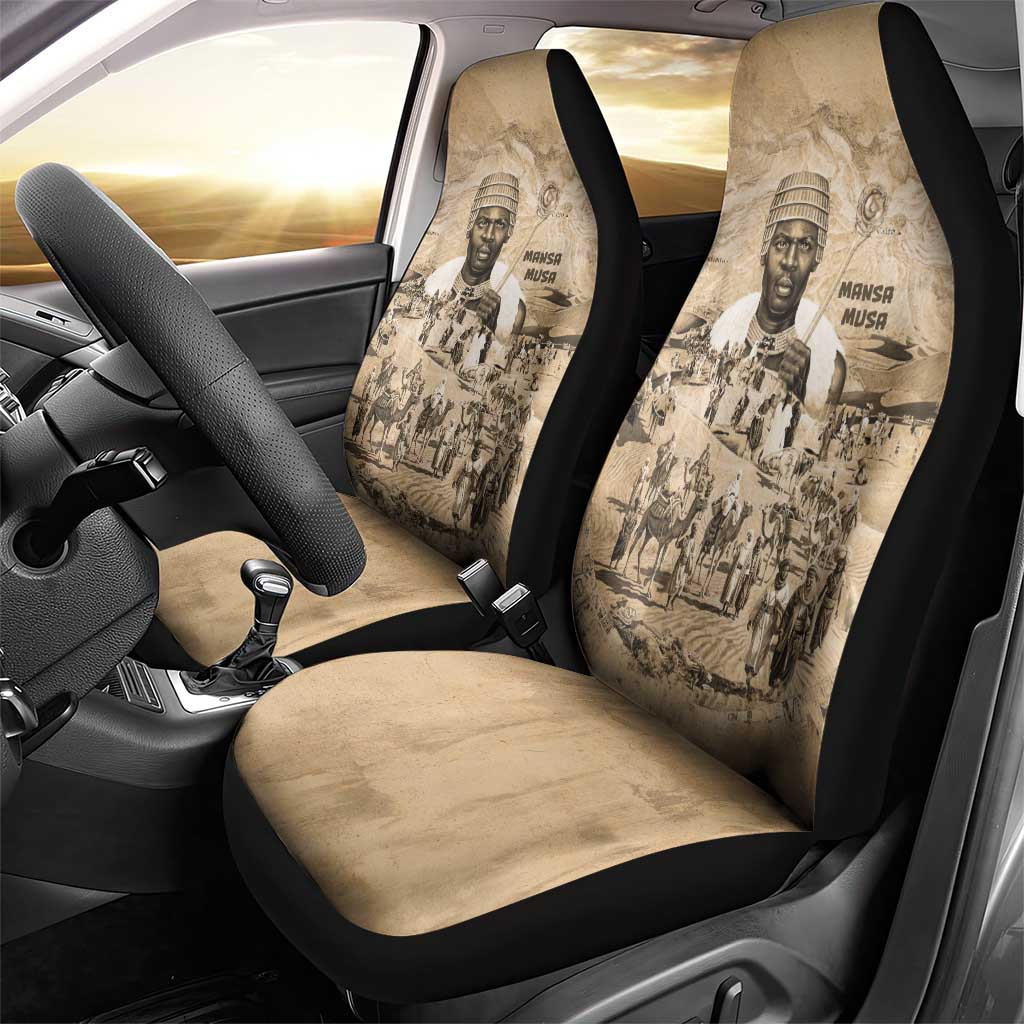 Mansa Musa Car Seat Cover Sepia Map Historic Pilgrimage Empire Expedition 1324 African Royalty Legacy - Wonder Print Shop