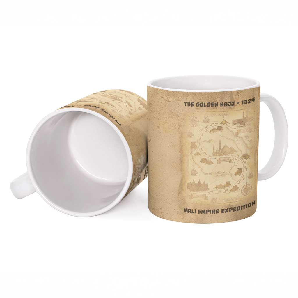 Mansa Musa Ceramic Mug Sepia Map Historic Pilgrimage Empire Expedition 1324 African Royalty Legacy - Wonder Print Shop