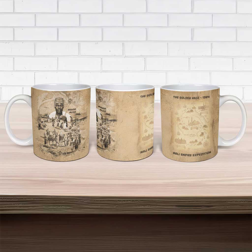 Mansa Musa Ceramic Mug Sepia Map Historic Pilgrimage Empire Expedition 1324 African Royalty Legacy - Wonder Print Shop