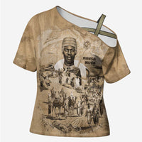 Mansa Musa Cross Shoulder Shirt Sepia Map Historic Pilgrimage Empire Expedition 1324 African Royalty Legacy - Wonder Print Shop