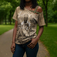 Mansa Musa Cross Shoulder Shirt Sepia Map Historic Pilgrimage Empire Expedition 1324 African Royalty Legacy - Wonder Print Shop