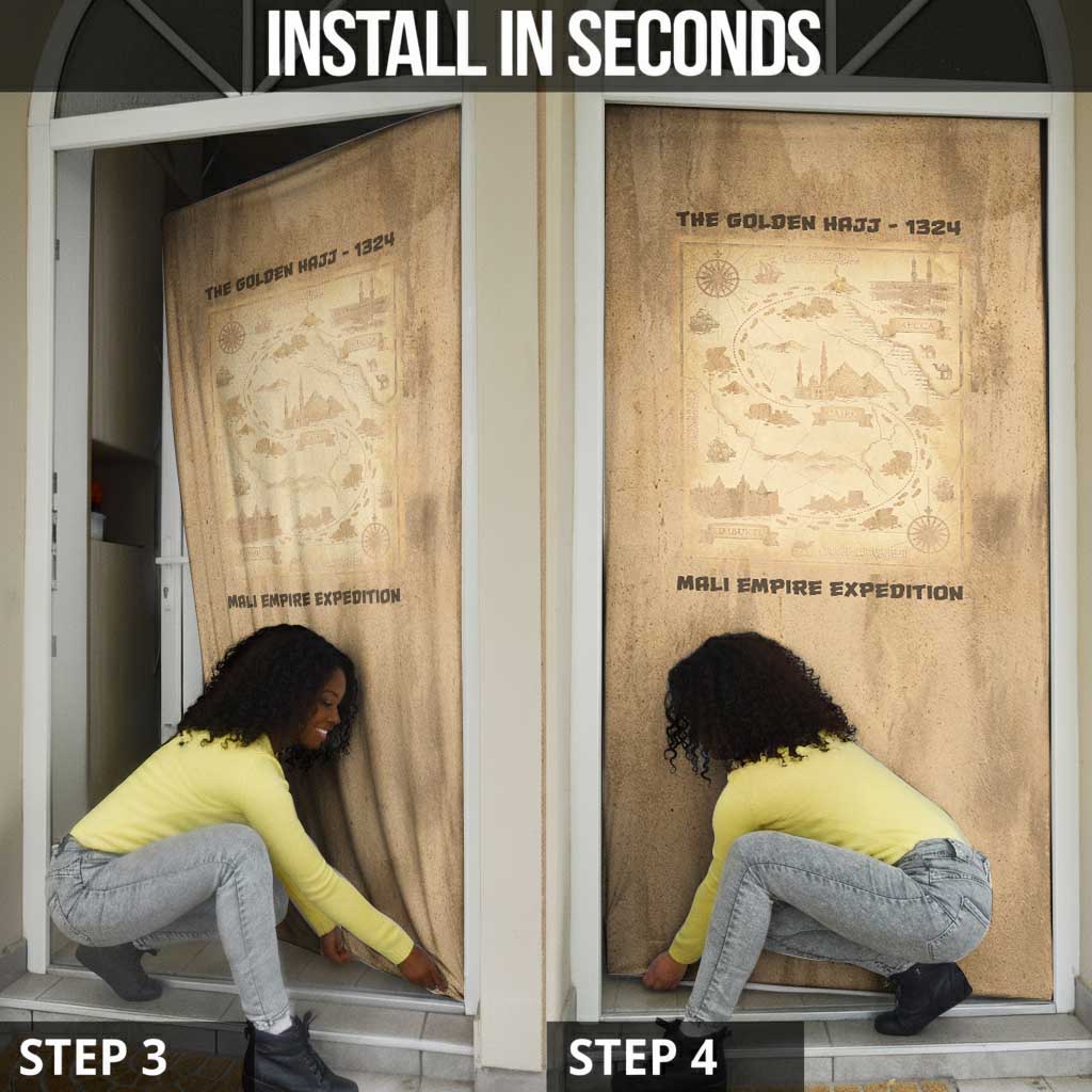 Mansa Musa Door Cover Sepia Map Historic Pilgrimage Empire Expedition 1324 African Royalty Legacy - Wonder Print Shop