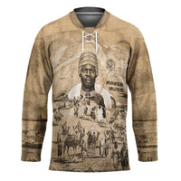 Mansa Musa Hockey Jersey Sepia Map Historic Pilgrimage Empire Expedition 1324 African Royalty Legacy - Wonder Print Shop
