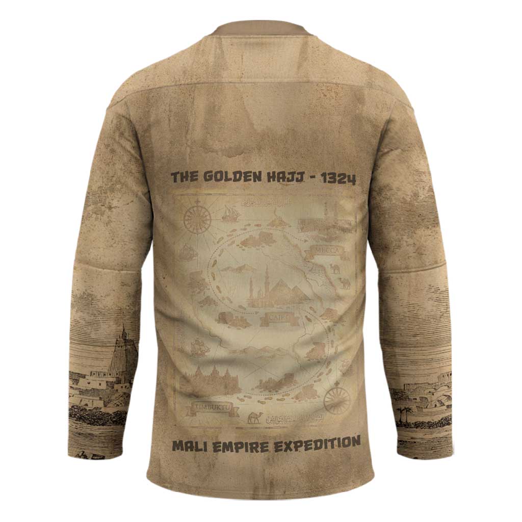 Mansa Musa Hockey Jersey Sepia Map Historic Pilgrimage Empire Expedition 1324 African Royalty Legacy - Wonder Print Shop