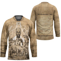 Mansa Musa Hockey Jersey Sepia Map Historic Pilgrimage Empire Expedition 1324 African Royalty Legacy - Wonder Print Shop