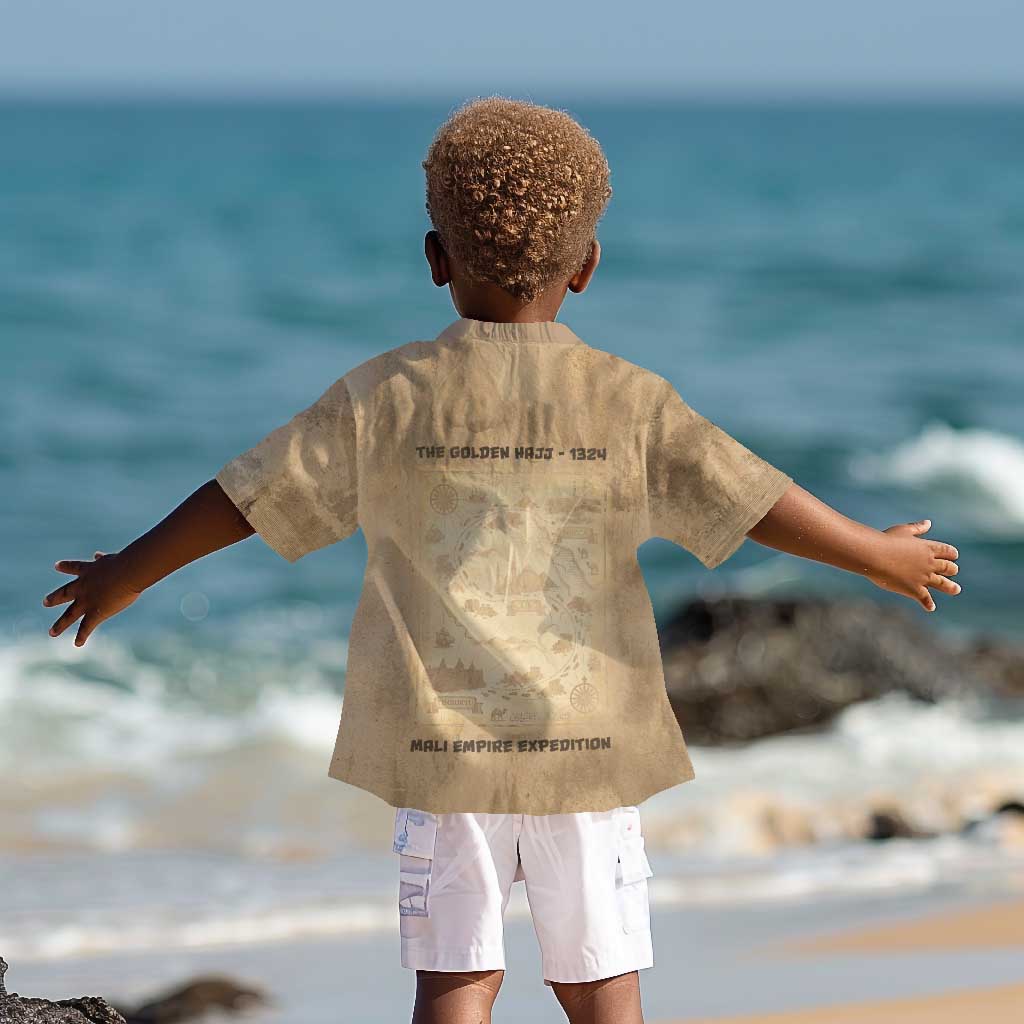 Mansa Musa Kid Hawaiian Shirt Sepia Map Historic Pilgrimage Empire Expedition 1324 African Royalty Legacy - Wonder Print Shop