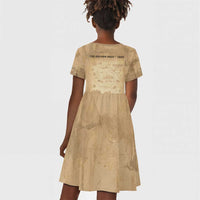 Mansa Musa Kid Short Sleeve Dress Sepia Map Historic Pilgrimage Empire Expedition 1324 African Royalty Legacy - Wonder Print Shop