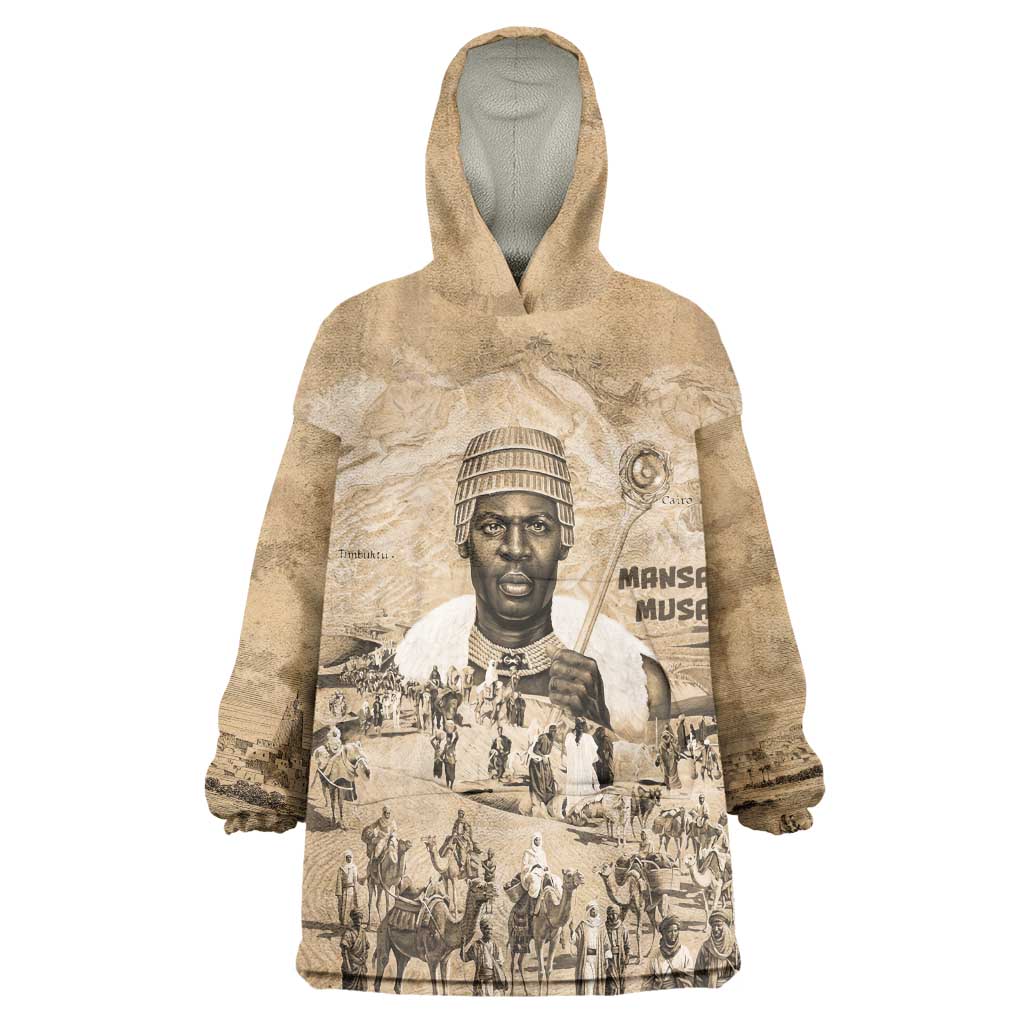 Mansa Musa Kid Wearable Blanket Hoodie Sepia Map Historic Pilgrimage Empire Expedition 1324 African Royalty Legacy - Wonder Print Shop