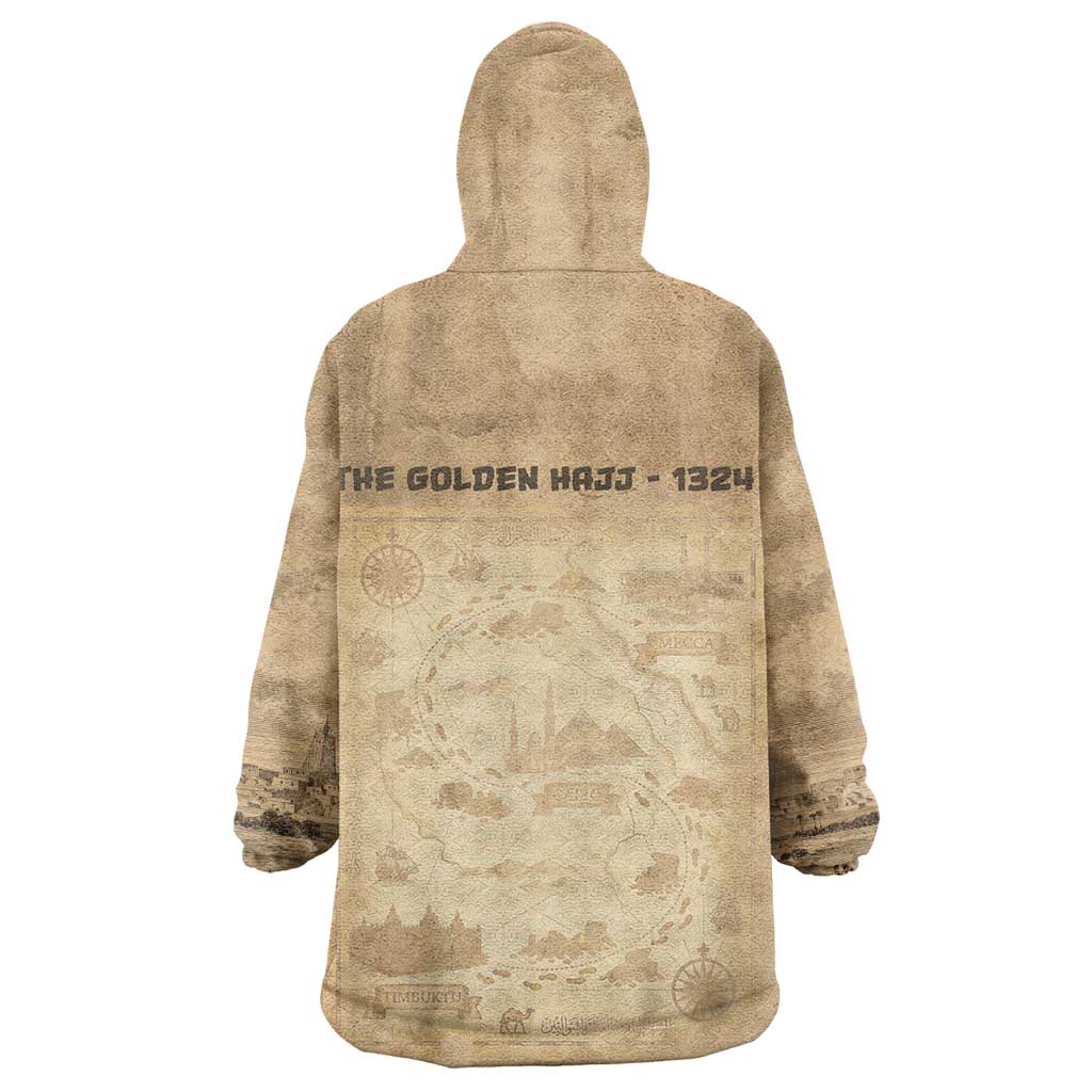 Mansa Musa Kid Wearable Blanket Hoodie Sepia Map Historic Pilgrimage Empire Expedition 1324 African Royalty Legacy - Wonder Print Shop