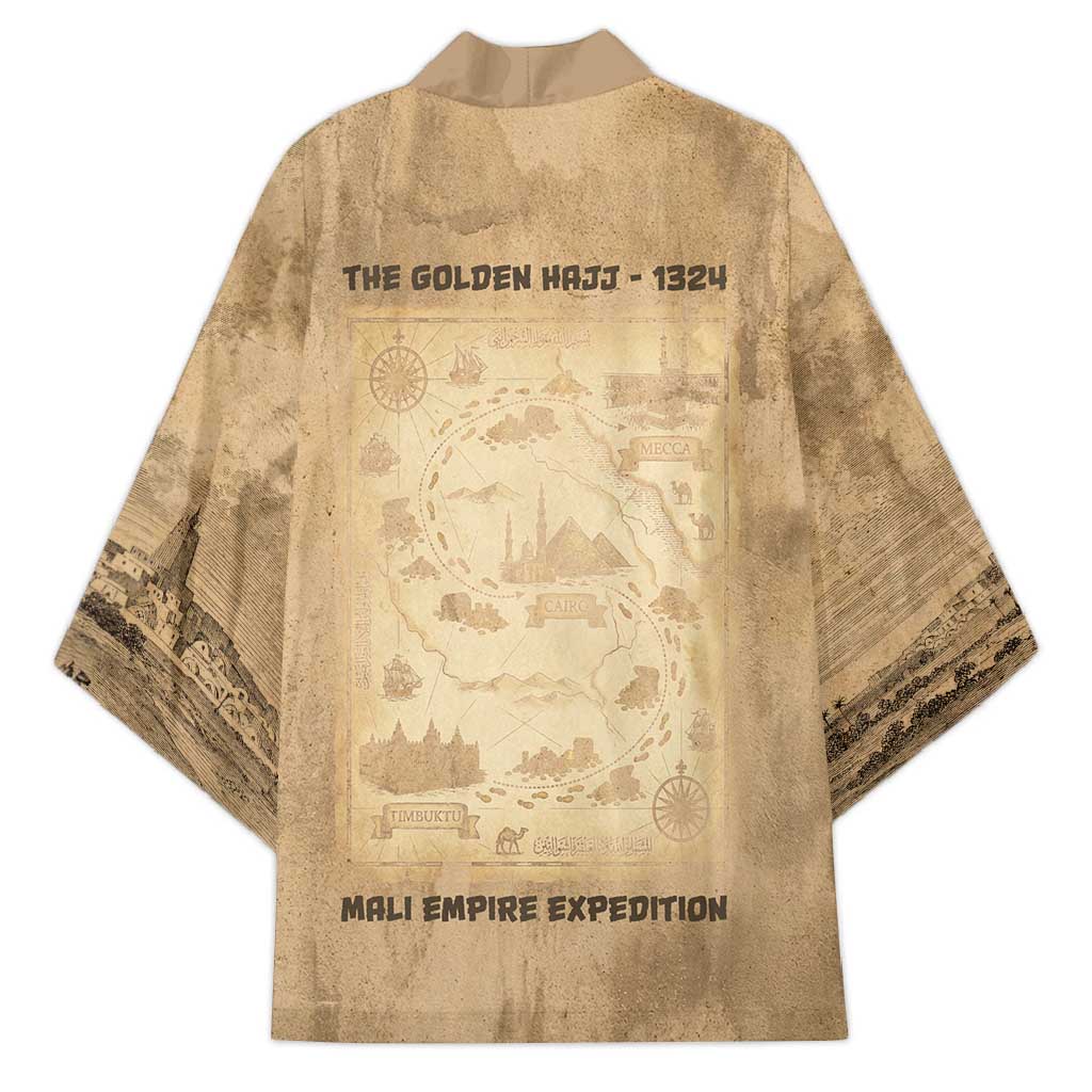 Mansa Musa Kimono Sepia Map Historic Pilgrimage Empire Expedition 1324 African Royalty Legacy - Wonder Print Shop
