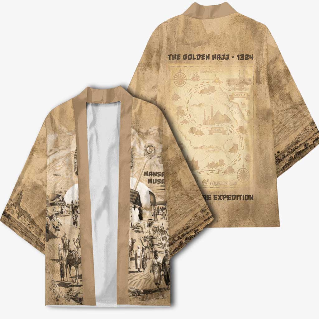 Mansa Musa Kimono Sepia Map Historic Pilgrimage Empire Expedition 1324 African Royalty Legacy - Wonder Print Shop