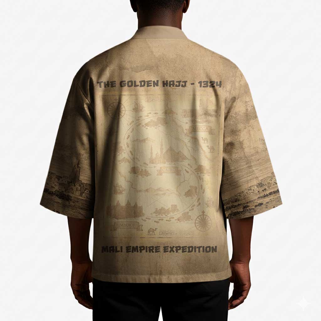 Mansa Musa Kimono Sepia Map Historic Pilgrimage Empire Expedition 1324 African Royalty Legacy - Wonder Print Shop