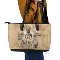 Mansa Musa Leather Tote Bag Sepia Map Historic Pilgrimage Empire Expedition 1324 African Royalty Legacy - Wonder Print Shop