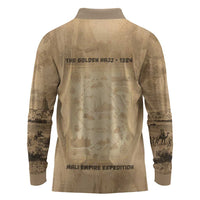 Mansa Musa Long Sleeve Polo Shirt Sepia Map Historic Pilgrimage Empire Expedition 1324 African Royalty Legacy - Wonder Print Shop
