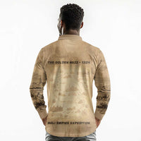 Mansa Musa Long Sleeve Polo Shirt Sepia Map Historic Pilgrimage Empire Expedition 1324 African Royalty Legacy - Wonder Print Shop
