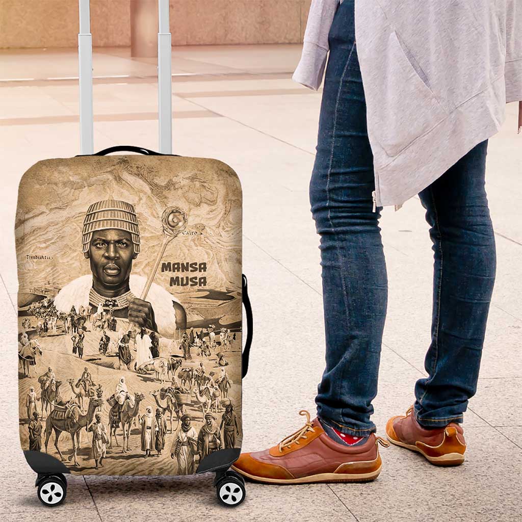 Mansa Musa Luggage Cover Sepia Map Historic Pilgrimage Empire Expedition 1324 African Royalty Legacy - Wonder Print Shop