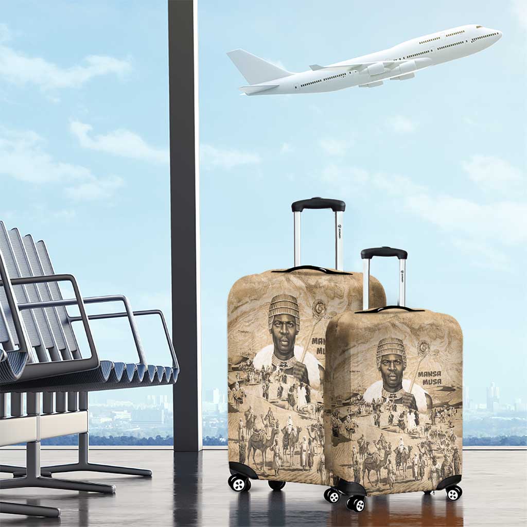 Mansa Musa Luggage Cover Sepia Map Historic Pilgrimage Empire Expedition 1324 African Royalty Legacy - Wonder Print Shop