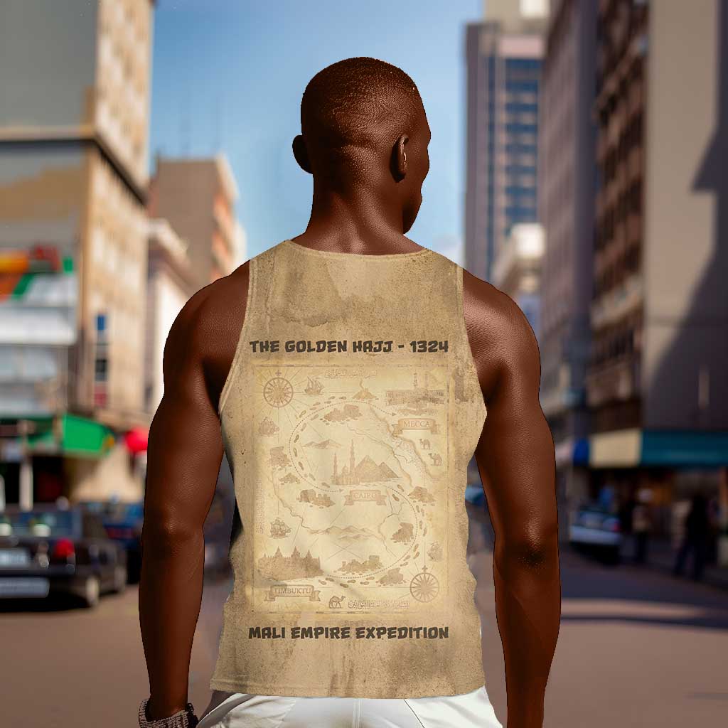 Mansa Musa Men Tank Top Sepia Map Historic Pilgrimage Empire Expedition 1324 African Royalty Legacy - Wonder Print Shop