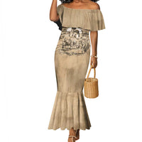Mansa Musa Mermaid Dress Sepia Map Historic Pilgrimage Empire Expedition 1324 African Royalty Legacy - Wonder Print Shop