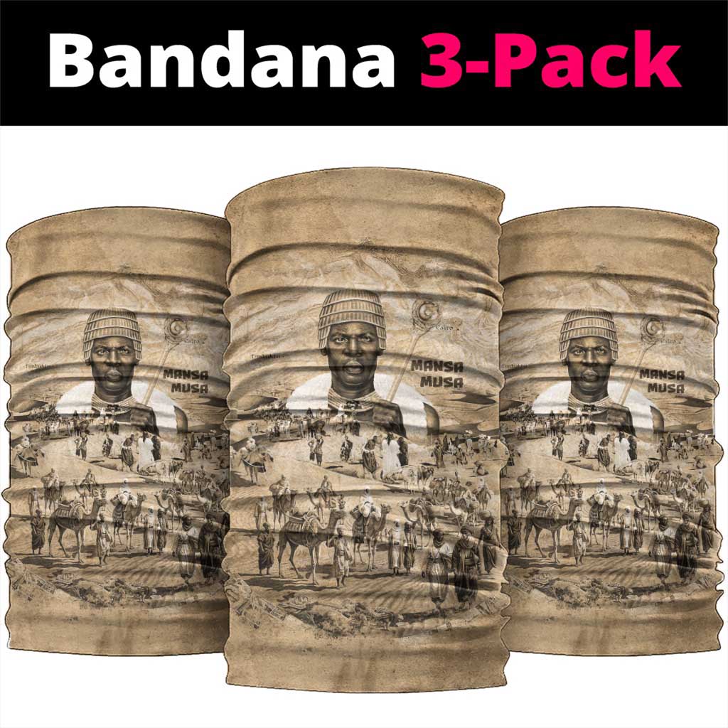 Mansa Musa Neck Gaiter Sepia Map Historic Pilgrimage Empire Expedition 1324 African Royalty Legacy - Wonder Print Shop