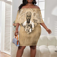 Mansa Musa Off Shoulder Short Dress Sepia Map Historic Pilgrimage Empire Expedition 1324 African Royalty Legacy - Wonder Print Shop