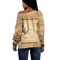 Mansa Musa Off Shoulder Sweater Sepia Map Historic Pilgrimage Empire Expedition 1324 African Royalty Legacy - Wonder Print Shop