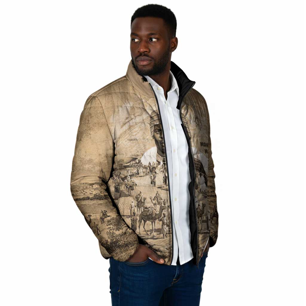 Mansa Musa Padded Jacket Sepia Map Historic Pilgrimage Empire Expedition 1324 African Royalty Legacy - Wonder Print Shop