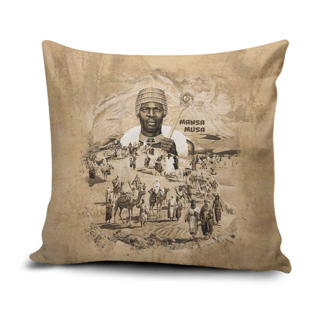 Mansa Musa Pillow Cover Sepia Map Historic Pilgrimage Empire Expedition 1324 African Royalty Legacy - Wonder Print Shop