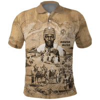 Mansa Musa Polo Shirt Sepia Map Historic Pilgrimage Empire Expedition 1324 African Royalty Legacy - Wonder Print Shop