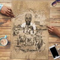 Mansa Musa Puzzle Sepia Map Historic Pilgrimage Empire Expedition 1324 African Royalty Legacy - Wonder Print Shop