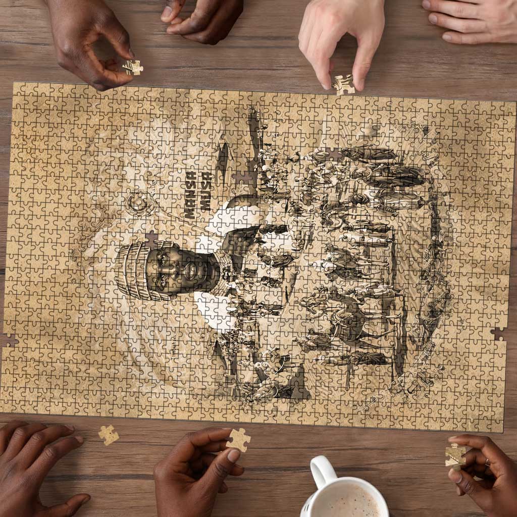 Mansa Musa Puzzle Sepia Map Historic Pilgrimage Empire Expedition 1324 African Royalty Legacy - Wonder Print Shop