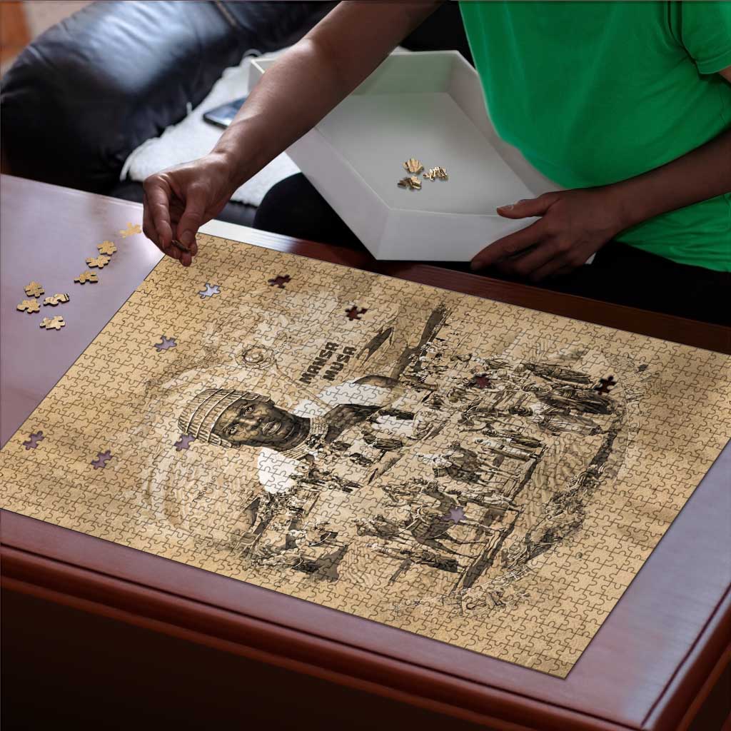 Mansa Musa Puzzle Sepia Map Historic Pilgrimage Empire Expedition 1324 African Royalty Legacy - Wonder Print Shop