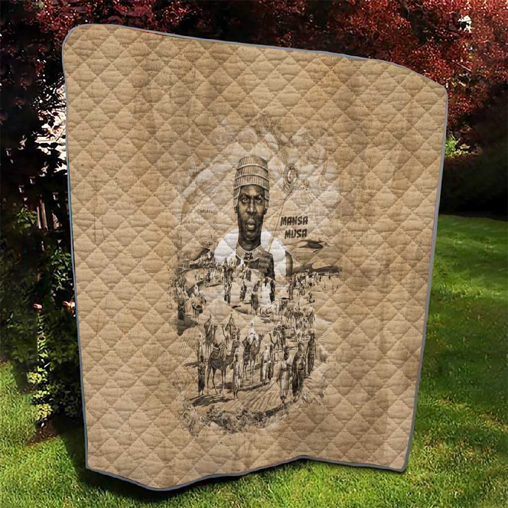 Mansa Musa Quilt Sepia Map Historic Pilgrimage Empire Expedition 1324 African Royalty Legacy - Wonder Print Shop