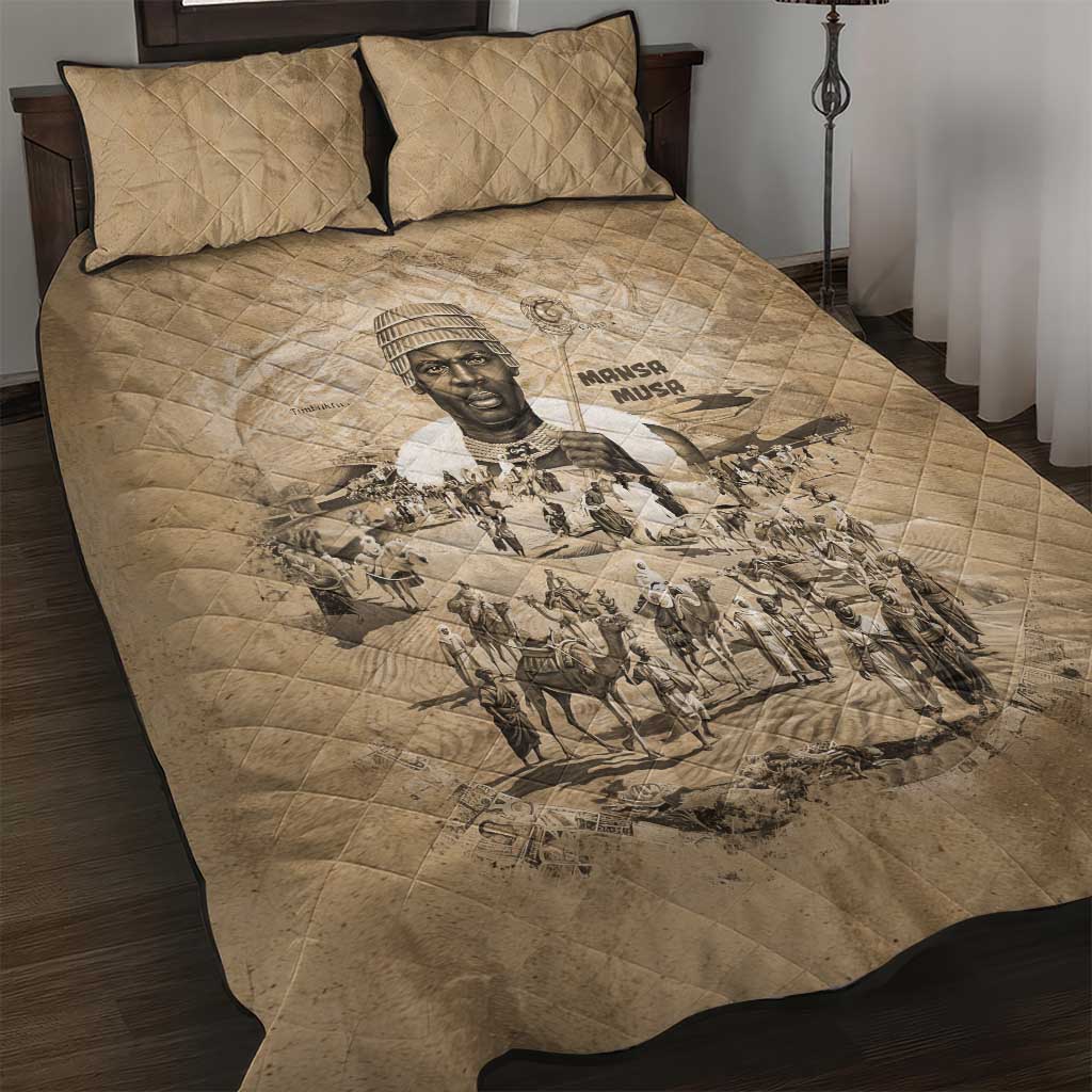 Mansa Musa Quilt Bed Set Sepia Map Historic Pilgrimage Empire Expedition 1324 African Royalty Legacy - Wonder Print Shop