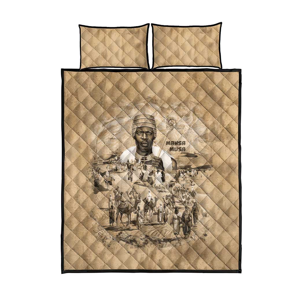 Mansa Musa Quilt Bed Set Sepia Map Historic Pilgrimage Empire Expedition 1324 African Royalty Legacy - Wonder Print Shop