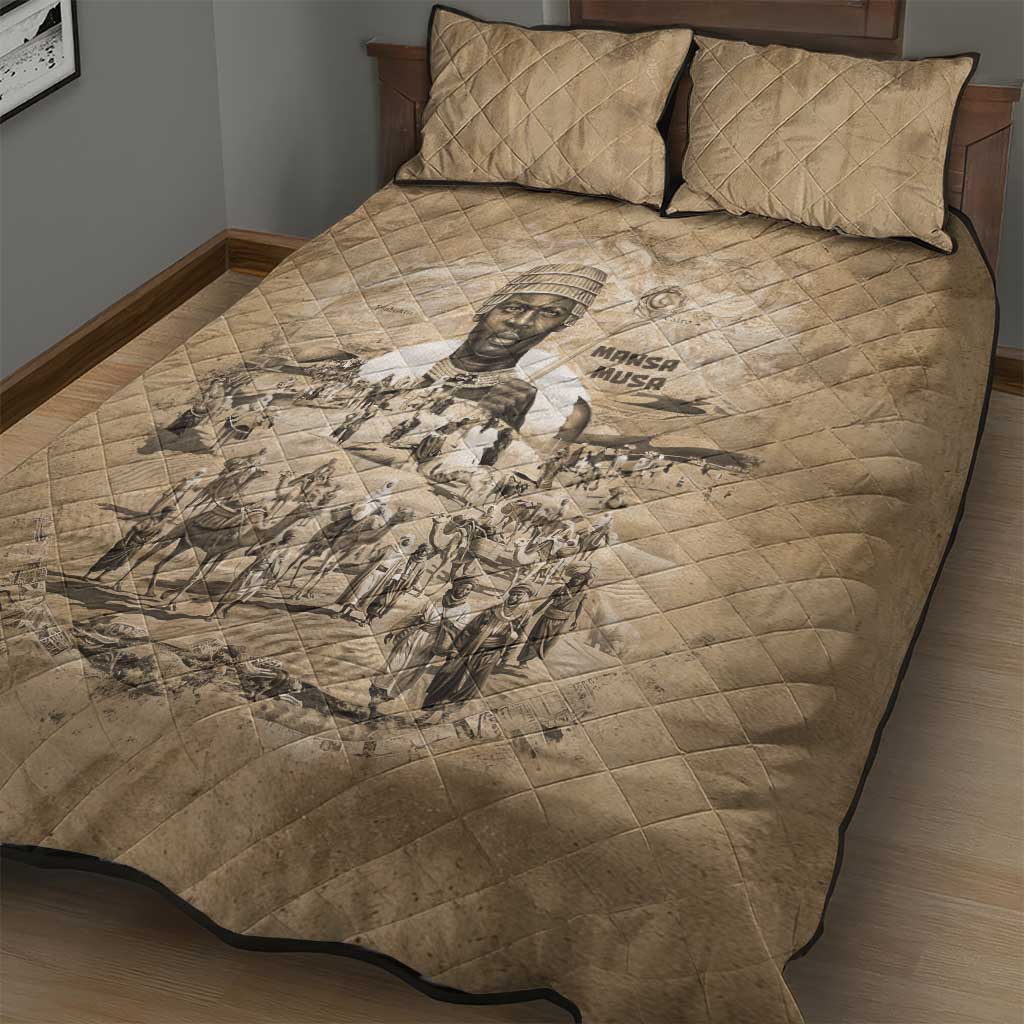 Mansa Musa Quilt Bed Set Sepia Map Historic Pilgrimage Empire Expedition 1324 African Royalty Legacy - Wonder Print Shop