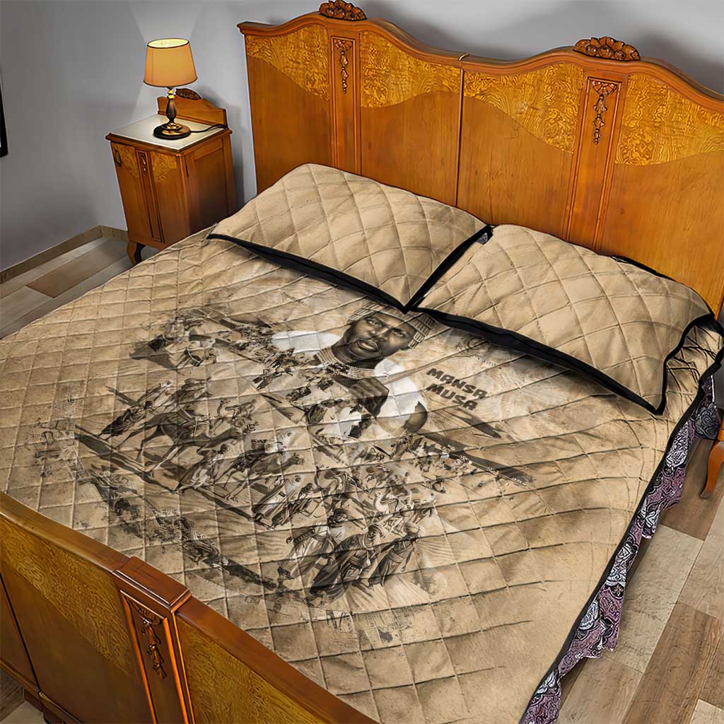 Mansa Musa Quilt Bed Set Sepia Map Historic Pilgrimage Empire Expedition 1324 African Royalty Legacy - Wonder Print Shop