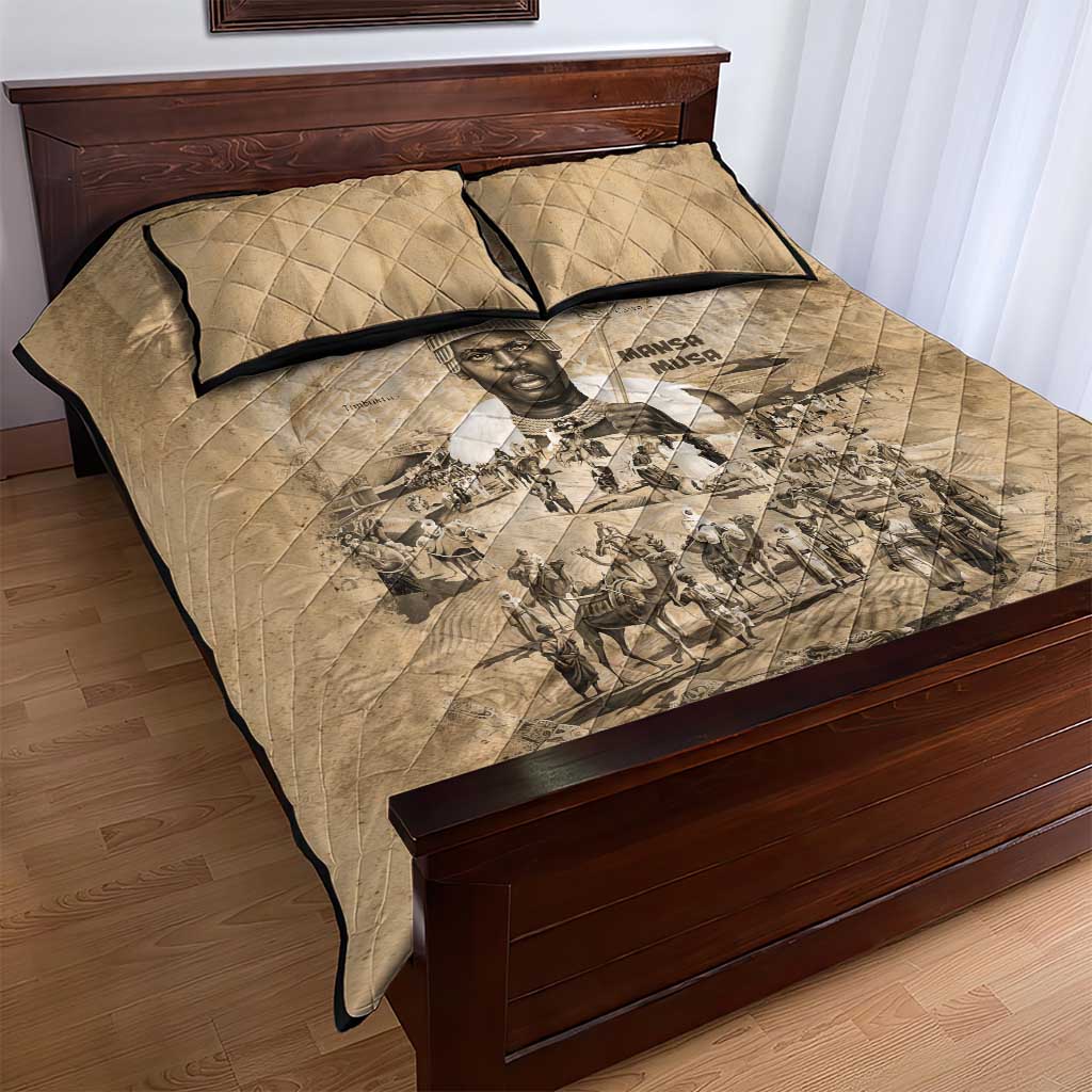 Mansa Musa Quilt Bed Set Sepia Map Historic Pilgrimage Empire Expedition 1324 African Royalty Legacy - Wonder Print Shop