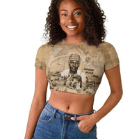 Mansa Musa Raglan Cropped T shirt Sepia Map Historic Pilgrimage Empire Expedition 1324 African Royalty Legacy - Wonder Print Shop