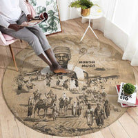 Mansa Musa Round Carpet Sepia Map Historic Pilgrimage Empire Expedition 1324 African Royalty Legacy - Wonder Print Shop