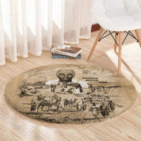 Mansa Musa Round Carpet Sepia Map Historic Pilgrimage Empire Expedition 1324 African Royalty Legacy - Wonder Print Shop