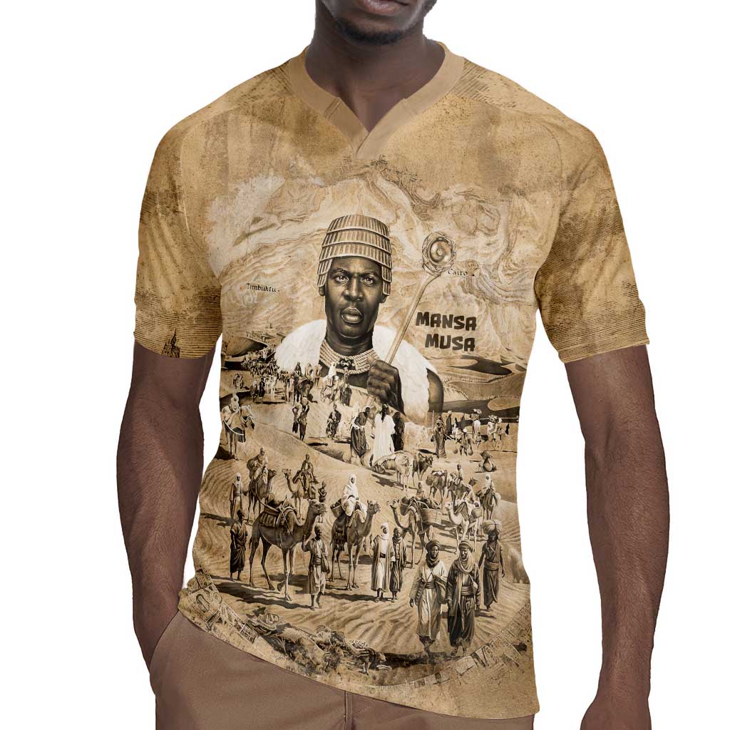 Mansa Musa Rugby Jersey Sepia Map Historic Pilgrimage Empire Expedition 1324 African Royalty Legacy - Wonder Print Shop